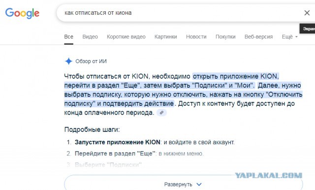 Отказ от подписки