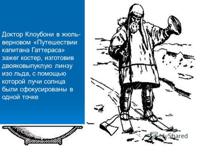 Эксперимент с огромной линзой изо льда.