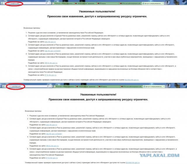 В России заблокировали сайты PornHub и YouPorn