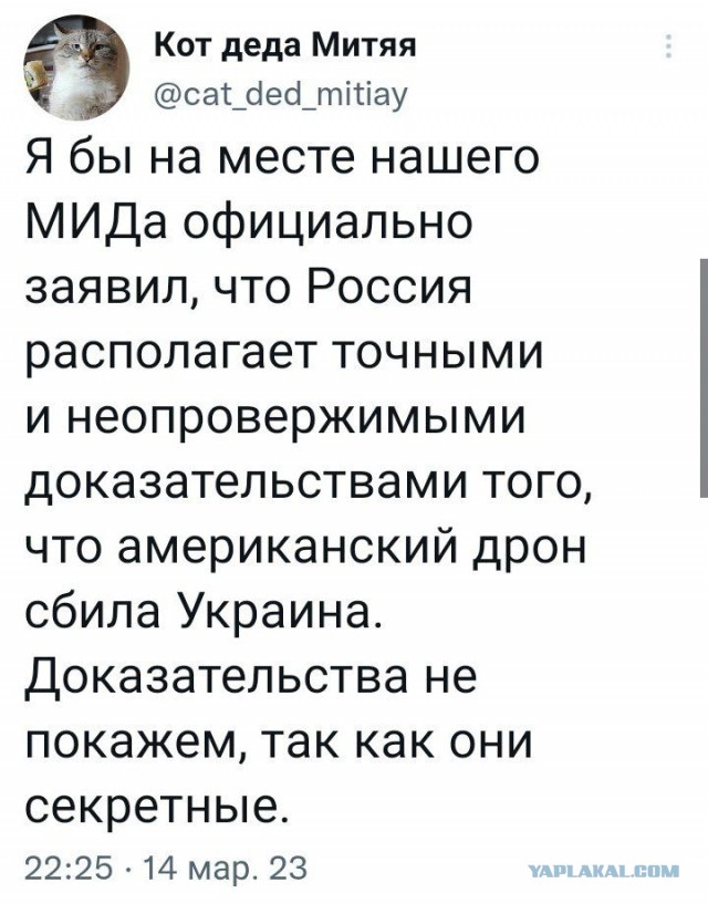 Заявление Минобороны РФ по инциденту над Чёрным морем