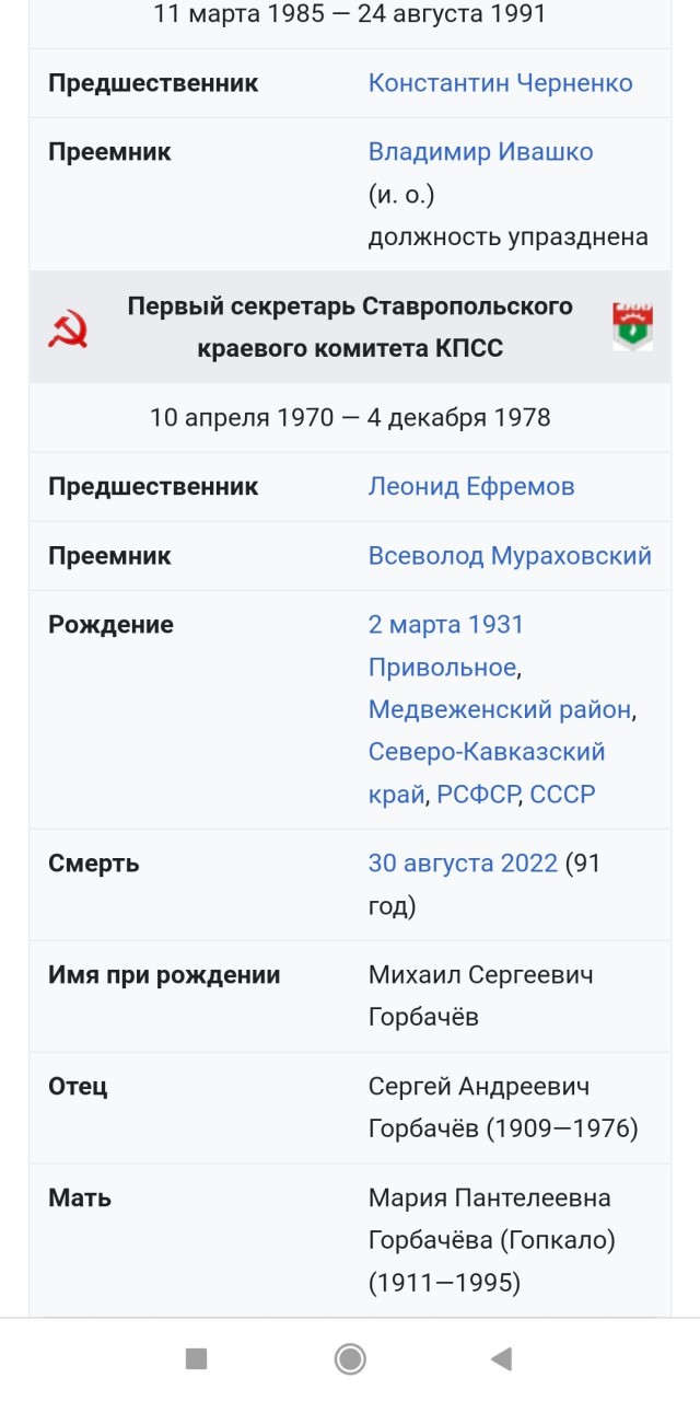Умер Горбачёв