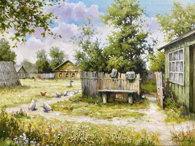 Снится мне деревня, Родина моя. Живопись Натальи Головиной