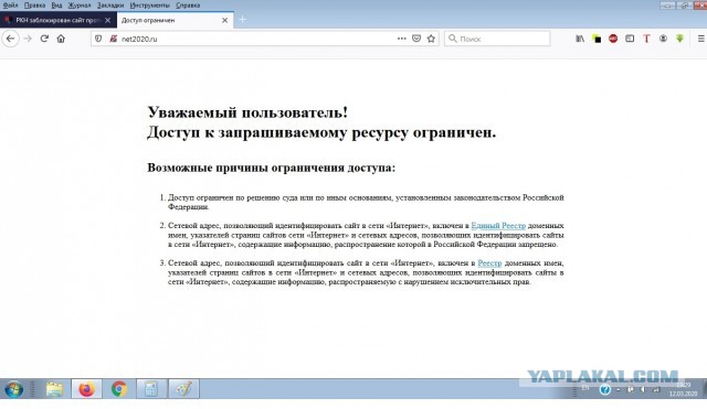 РКН заблокирован сайт противников поправок в Конституцию