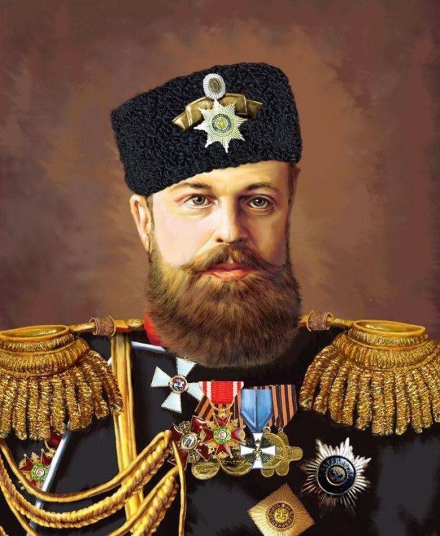 Александру III на грудь вместо восьмиконечной звезды Ордена Святого апостола Андрея Первозванного повесили что-то шестиконечное
