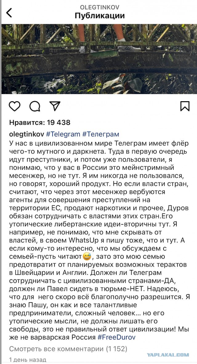 Тиньков не оправдывал арест Дурова