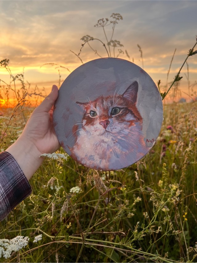 Рисунок с процессом.Кот нарисован в последний день больничного, завтра возвращение на работу