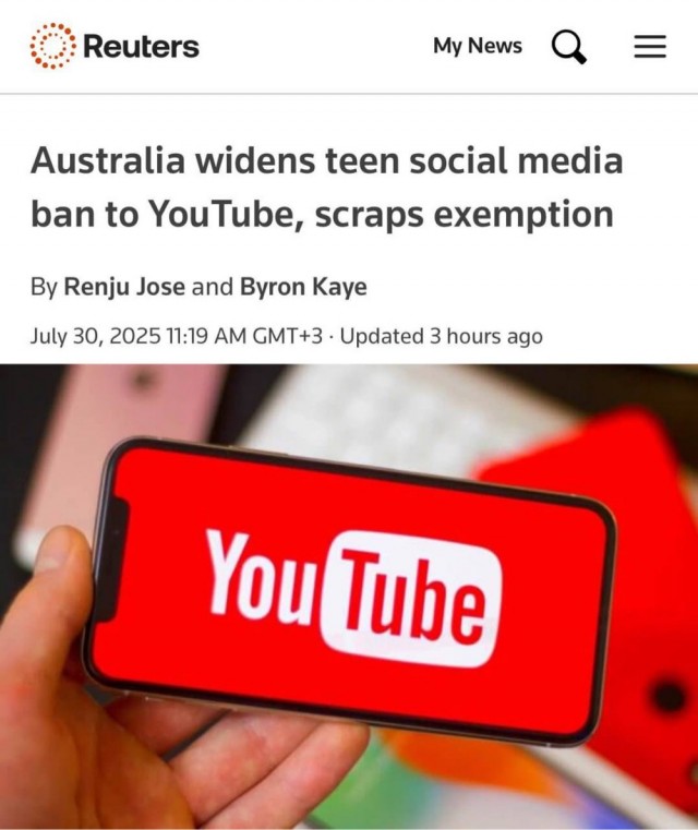 В Австралии хотят запретить YouTube детям до 16 лет, — Reuters.