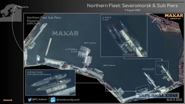 Свежие спутниковые снимки Северного флота ВМФ РФ