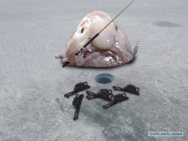 Фотожаба - Мужик на зимней рыбалке