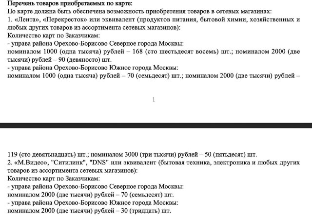 В Москве жителям Орехово-Борисово планируют вручать подарочные сертификаты номиналом от 1 до 3 тыс. рублей.