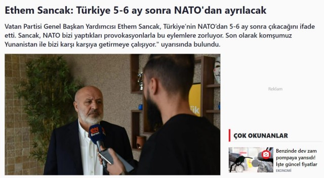 Турецкий политик призвал власти страны выйти из НАТО