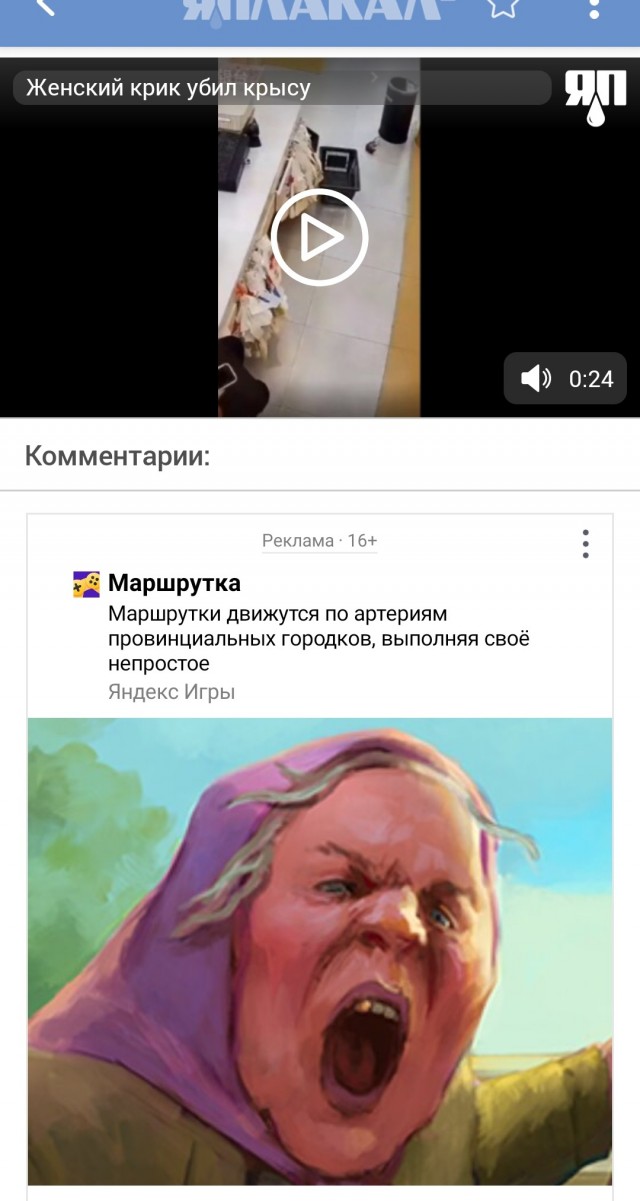 Женский крик убил крысу