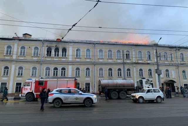 Крупный пожар в военном госпитале Тулы