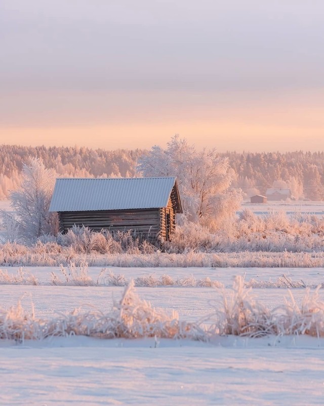 Снег и мороз в деревне