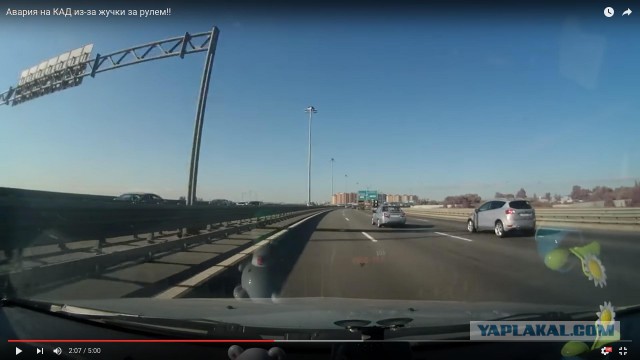 Авария на КАД из-за жучки за рулем!