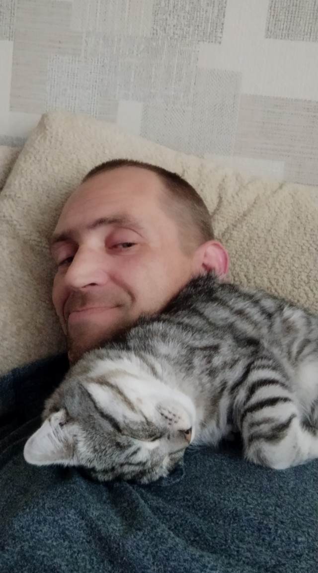 А как вы спите с котиком?