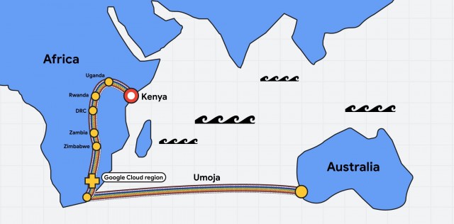 Google протянет оптоволоконный кабель по дну Индийского океана для связи Африки и Австралии