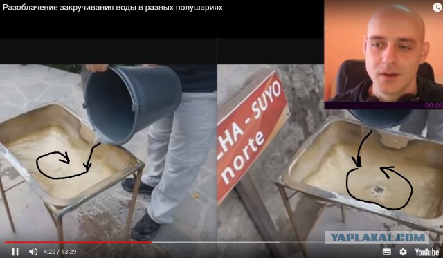 Как сливается вода из раковины на экваторе