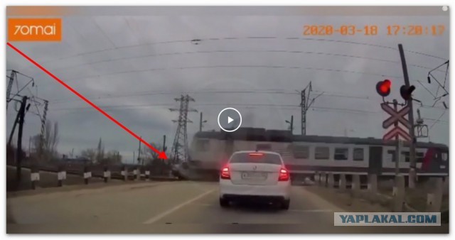 Момент смертельного ДТП в Дагестане попал на видео. Мужчина решил проехал на запрещающий сигнал светофора на ж/д переезде