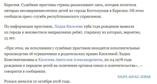 В Карелии отобрали шестерых детей у многодетной семьи
