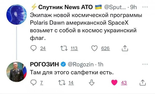 Рогозин и салфетки