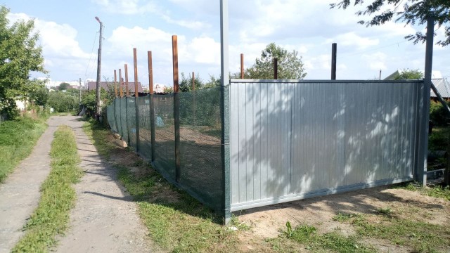Откатные ворота, навес-гараж