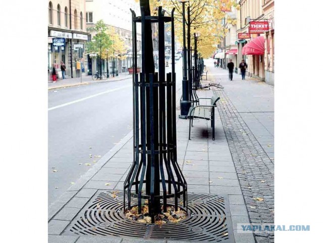 В Ростове-на-Дону начали обматывать столбы искусственным газоном для борьбы с расклейщиками объявлений