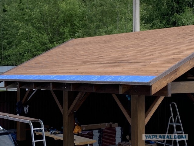 Навес для авто из бруса своими руками