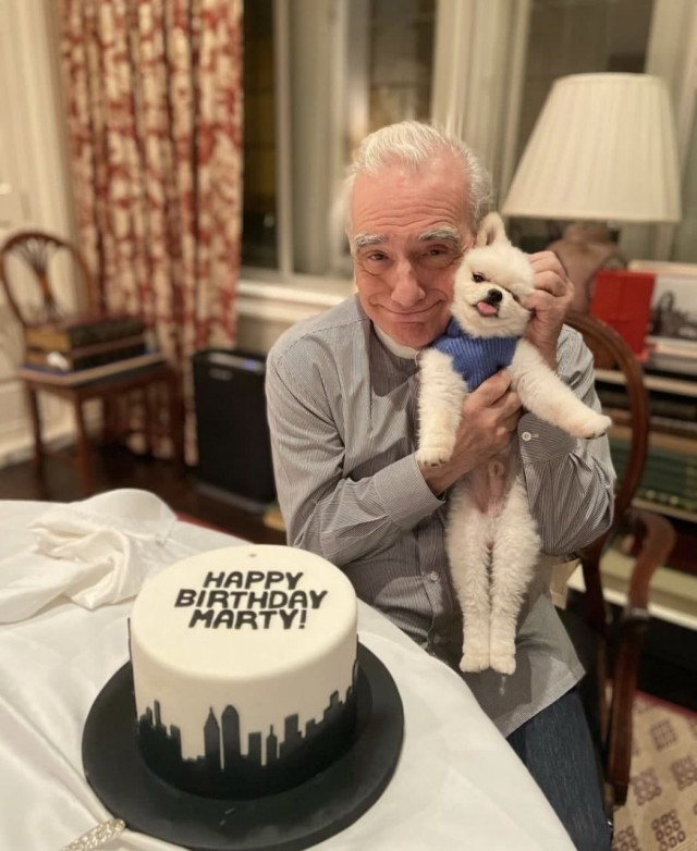 Режиссёр Мартин Скорсезе и его тортик на 78-летие