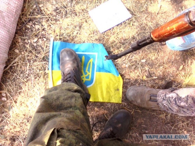 Украинские волонтеры потоптались на флаге ДНР в конгрессе США