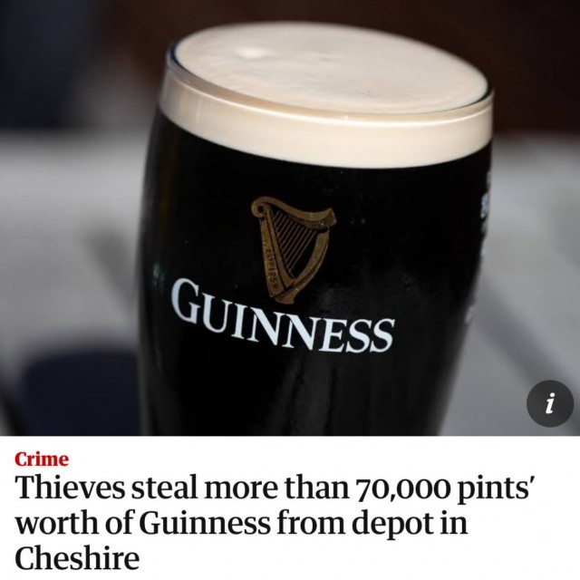 В Британии похитили 70 тысяч пинт пива Guinness