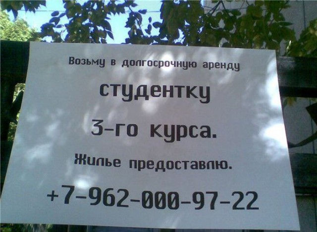 Прикольные объявления и надписи
