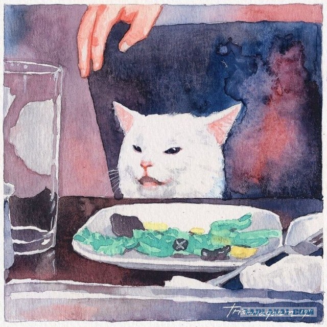 Приключения  новогодней картины с котиком