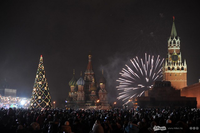Центр Москвы в новогоднюю ночь