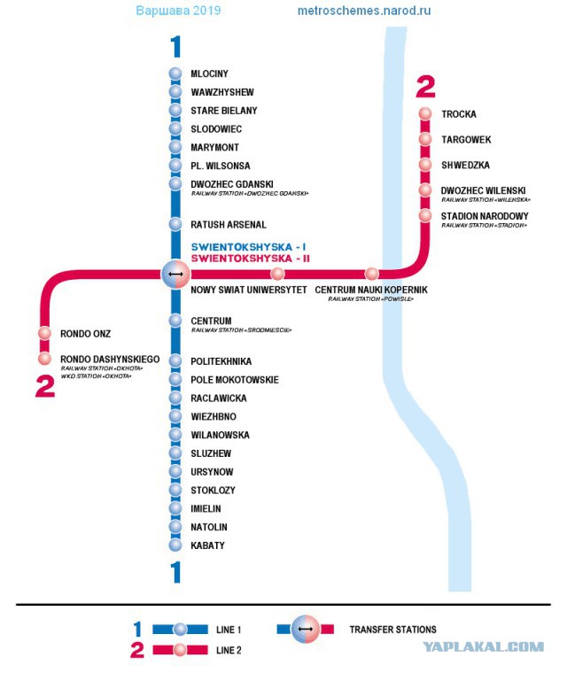 Варшавский метрополитен схема