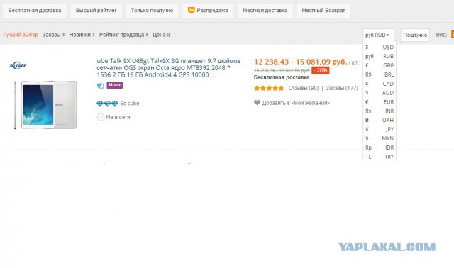 Ali без привязки к доллару