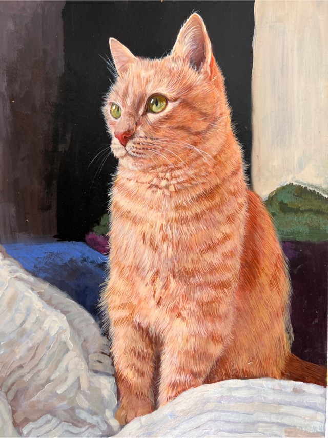 Кот Семен, портреты акрилом и акварелью.