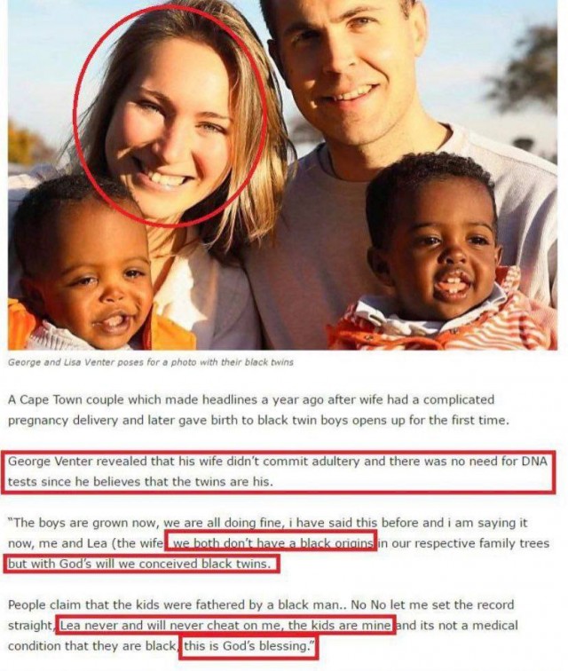 У одной семьи из Кейптауна большая радость – родились близнецы. Правда, они черные, что стало поводом для многочисленных шуток