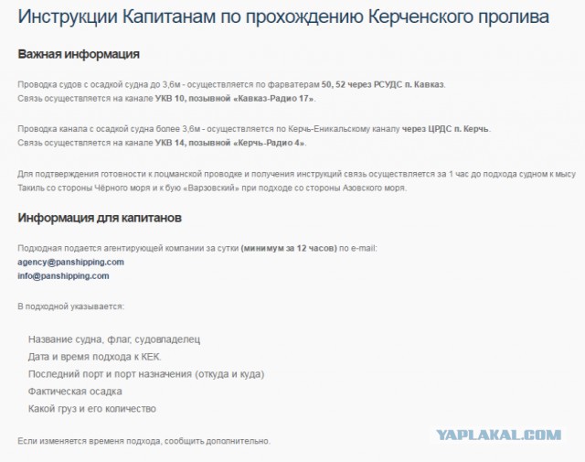 Промежуточный итог по Керченскому проливу