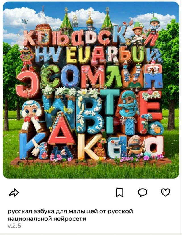 Нейросеть Яндекса попросили нарисовать азбуку.