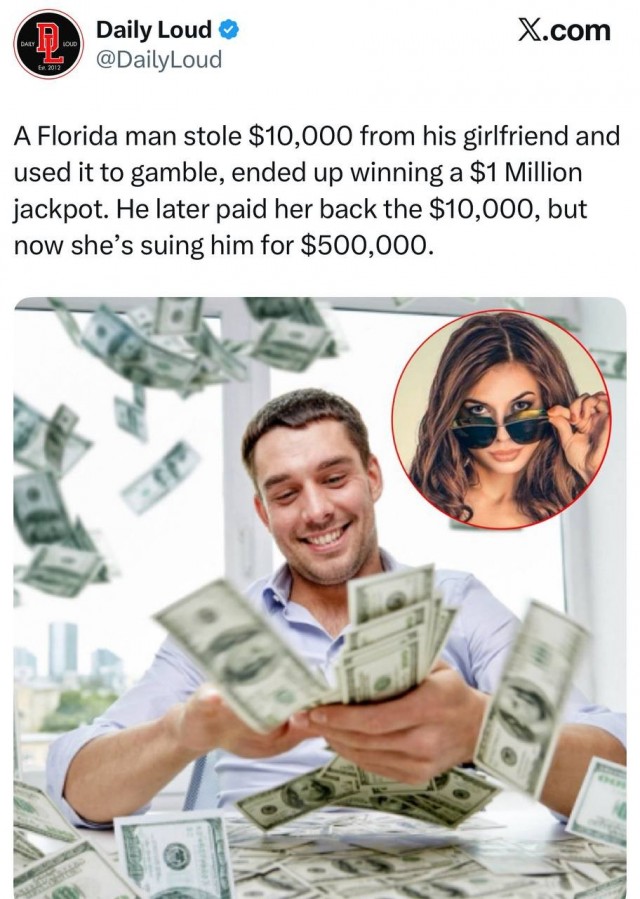 Мужик из Флориды без спроса взял у своей девушки 10 000 долларов