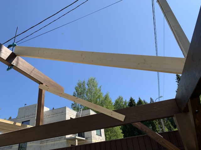 Навес для авто из бруса своими руками