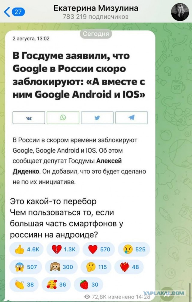 Что-то даже Мизулина Jr. не в восторге от последних инициатив