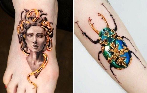 17 блестящих «золотых» татуировок, которые выглядят так, словно в них не меньше 24 карат