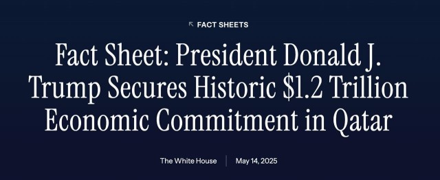 Катар инвестирует 1,2 триллиона долларов в США - Белый дом.