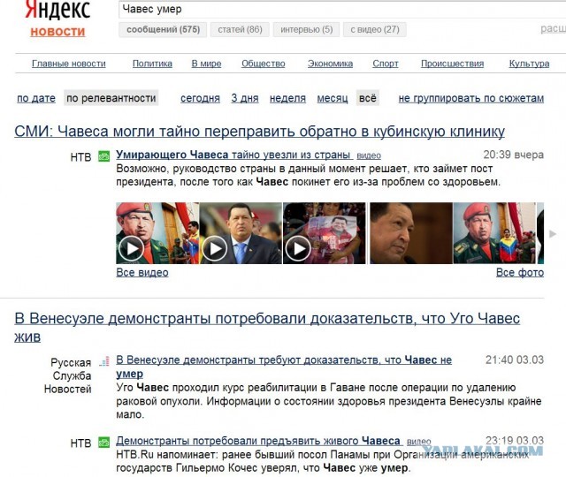 Уго Чавес умер