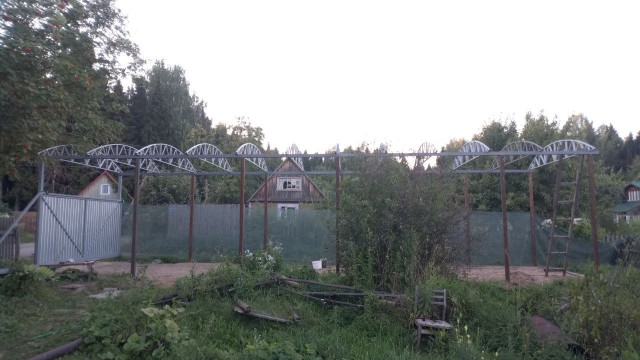 Откатные ворота, навес-гараж