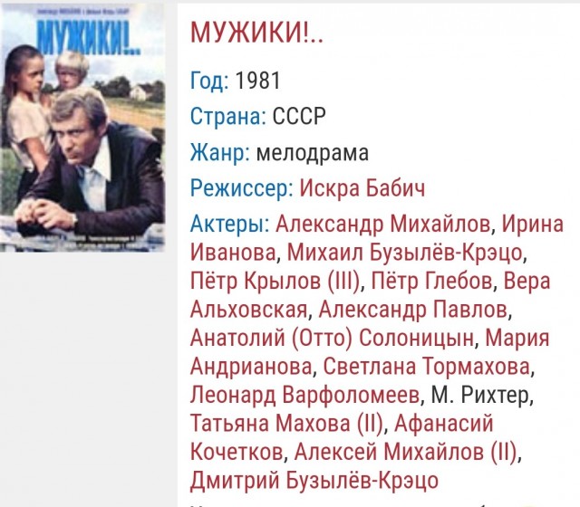 Советские фильмы 1981года.