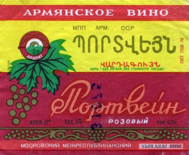 Советские этикетки от алкогольных напитков