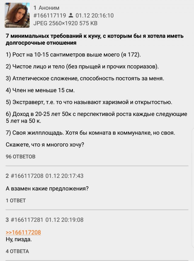 "Нужен мужчина с деньгами, внешность значения не имеет"